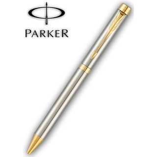 Viết parker folio, bút ký cao cấp bằng thép chrome, mạ vàng (gold), mực xanh (blue)