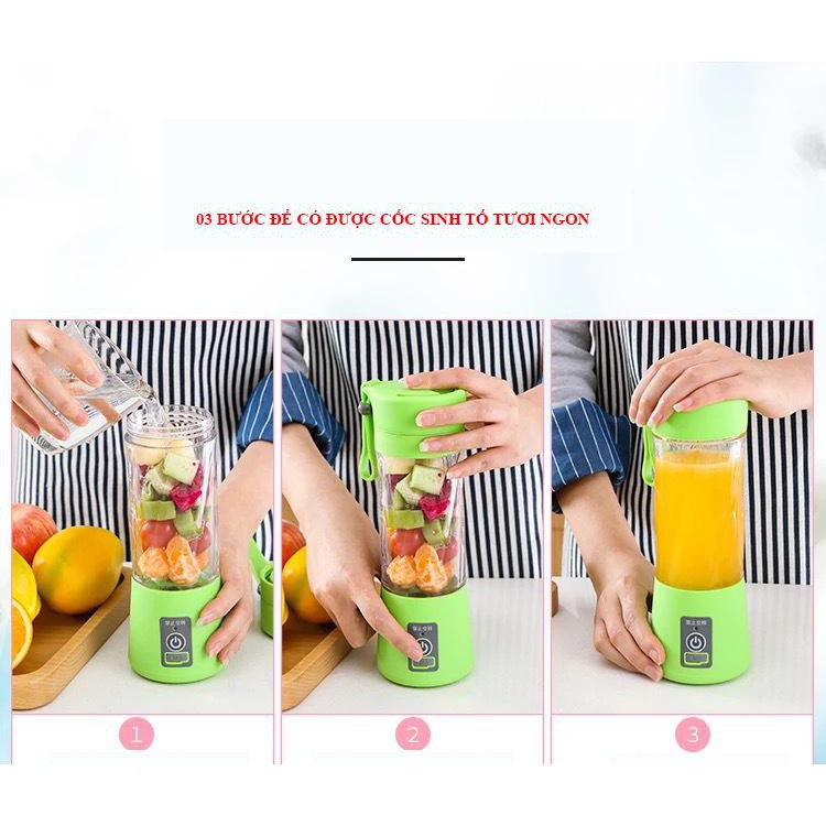 Máy xay sinh tố tích điện cầm tay - Máy xay sinh tố mini 2in1