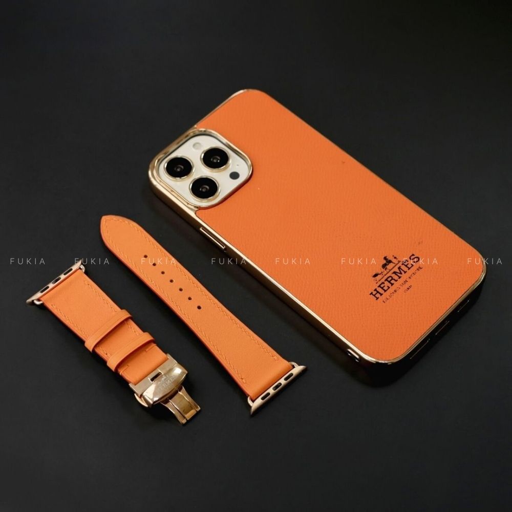 Ốp da thủ công viền Gold khắc chữ Epsom cho IPhone 14/14Plus/14Pro/14Promax/13/13Pro/13Promax/12/12Pro/12Promax ODTC144
