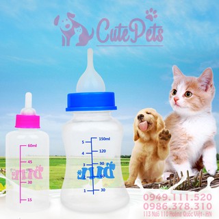 Bình sữa dành cho chó mèo con 150ml và 60ml - Cutepets