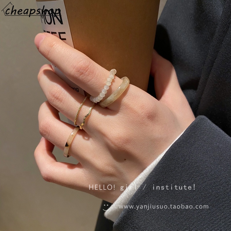 iF YOU Set 6 Nhẫn Kim Loại Thiết Kế Vintage Cho Nữ