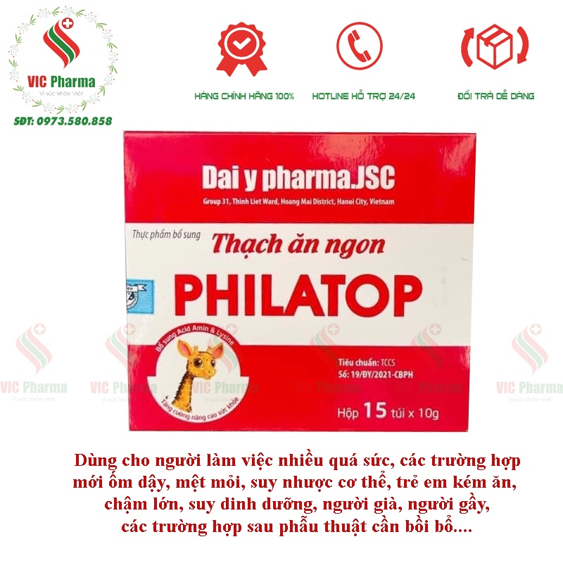 Thạch ăn ngon Philatop hỗ trợ tăng cường đề kháng, nâng cao sức khỏe - Hộp 15 gói x 10g