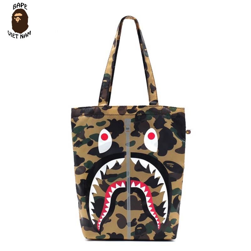[Best Quality] Túi Tote Bape, Túi đeo vai Bape Shark, Chất liệu Polyester, Màu Camo Green/Yellow BapeVN