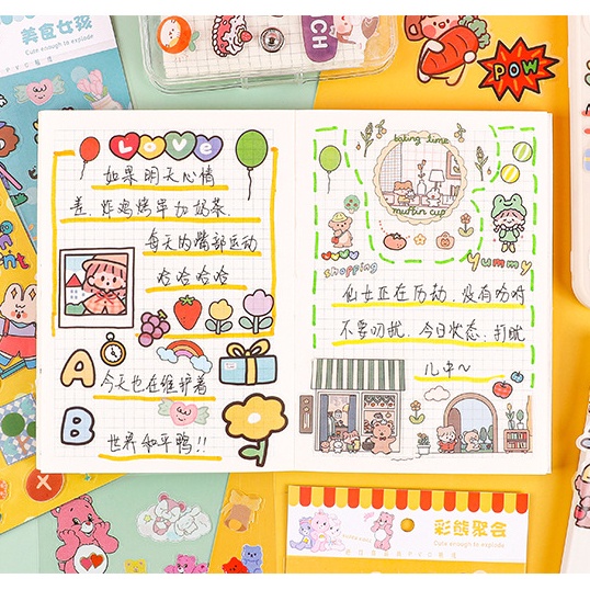 PeachSticker Dán Trang Trí Cho Album Ảnh Họa Tiết Hoạt Hình Dễ Thương Bắt Mắt