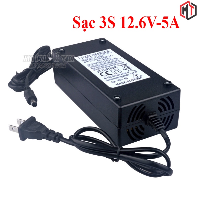 Sạc 3S 12.6V 5A dùng cho pin Lithium Li-ion 18650 3.7V có quạt