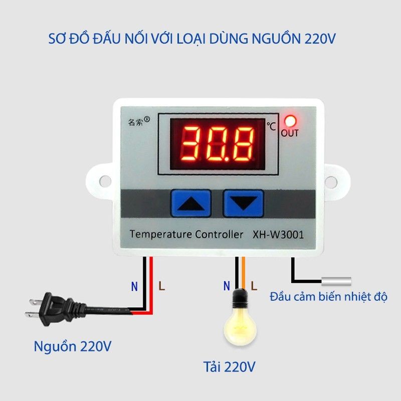 Bộ điều khiển nhiệt độ tự động XH-W3001 10A/220V(sẵn hàng)