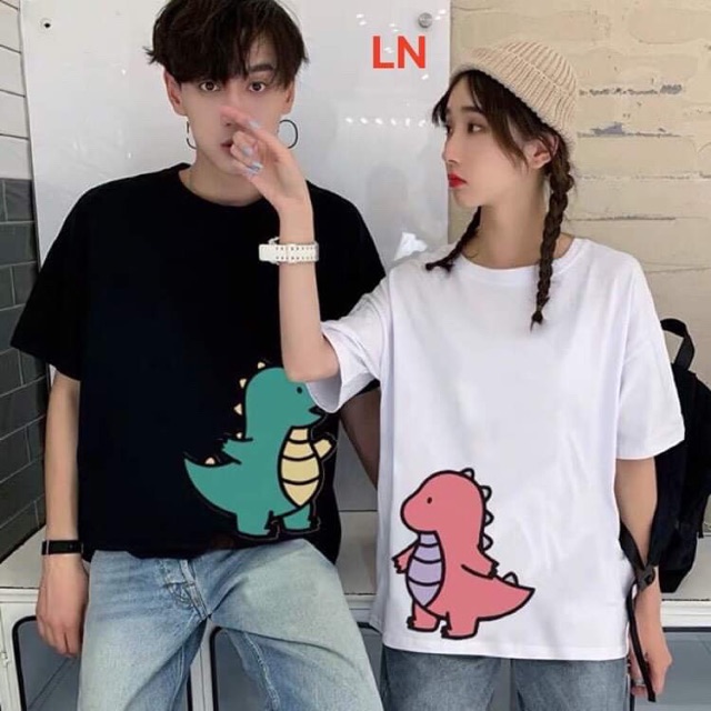 Áo đôi khủng long xanh hồng DAI765