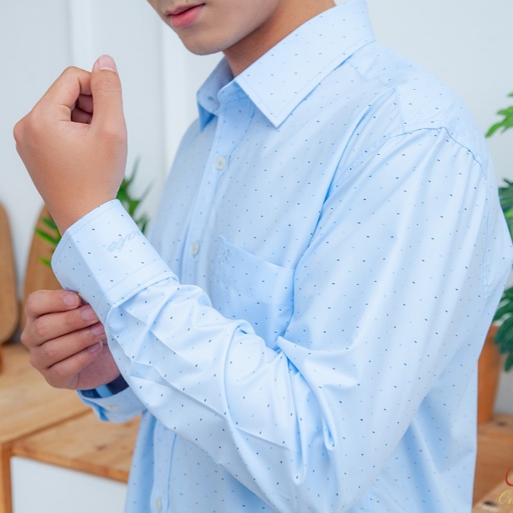 ÁO SƠ MI XANH CHẤM BI ORNATE