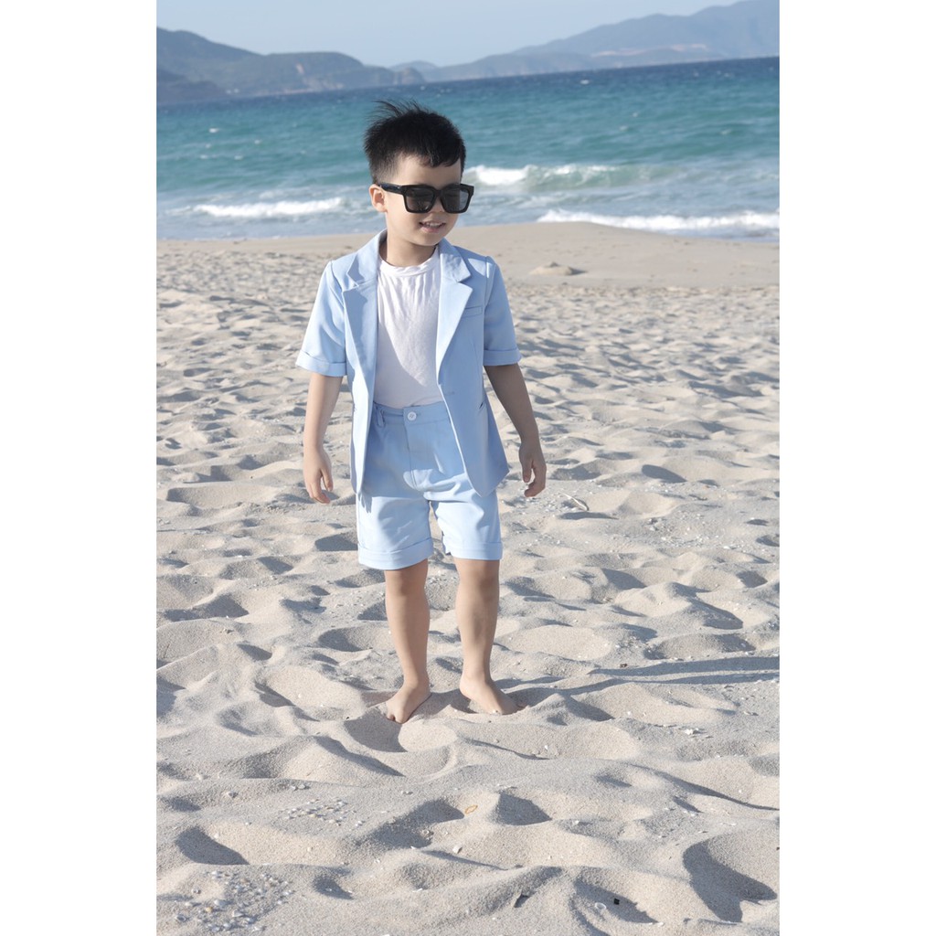 Set Vest Cộc Tay Cho Bé Trai - Màu Xanh Dương