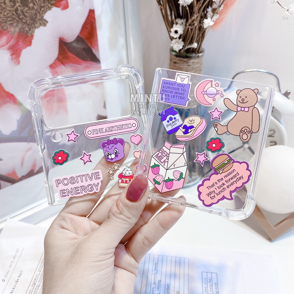 Ốp Samsung Galaxy Z Flip3 5G / Z Flip 3 / Z Flip4 5G / Z Flip 4 trong suốt mẫu dễ thương - ZF04