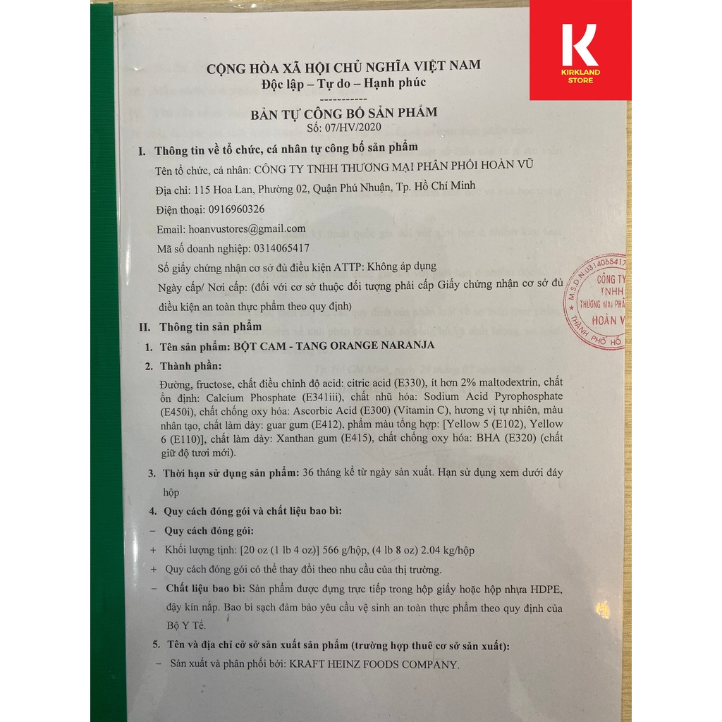Bột pha nước cam Tang 2.04 kg của Mỹ