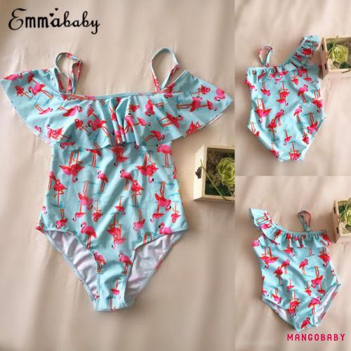 Bộ bikini liền thân hình chim hồng hạc cho mẹ và bé