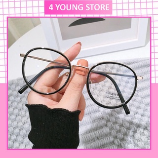 Mắt kính cận nam nữ gọng tròn không độ chống tia UV phong cách Hàn Quốc 4young 073