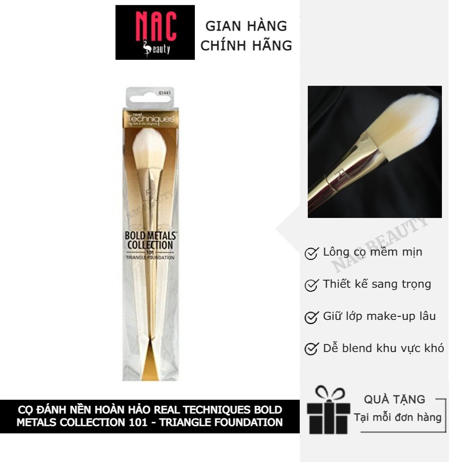 Cọ đánh nền hoàn hảo Real Techniques Bold Metals Collection 101 - Triangle Foundation