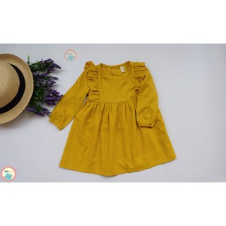 Đầm linen vàng cho bé gái