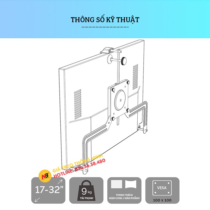 Bộ Kẹp Màn Hình Máy Tính A2 17 - 32 Inch - Bộ Kit Vesa Mount - Lắp Đặt Cùng Giá Treo Màn Hình