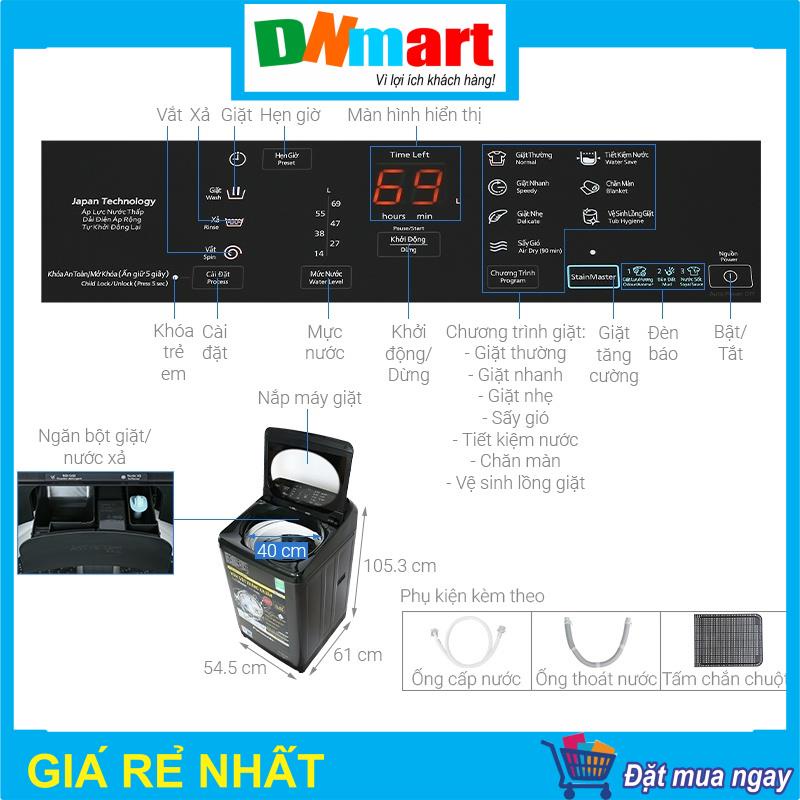 Máy giặt Panasonic NA F90A9DRV cửa trên 9kg, mới 2021