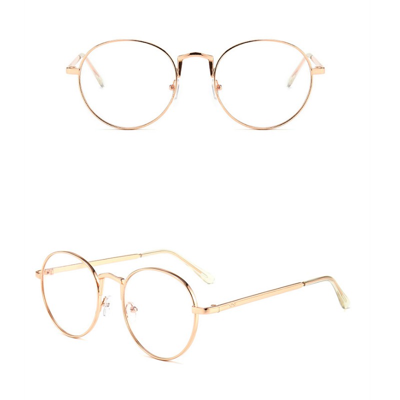 Glasses Round Metal Frame Men Transparent Lens Vintage