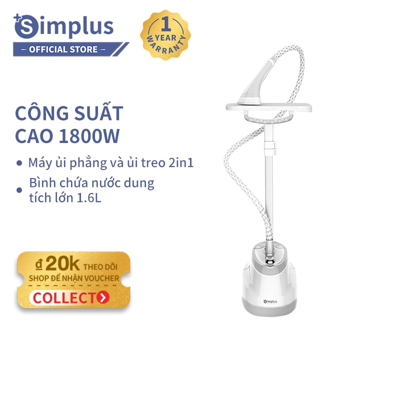 Bàn ủi hơi nước đứng Simplus 1800w là phẳng tiện lợi - Hàng chính hãng