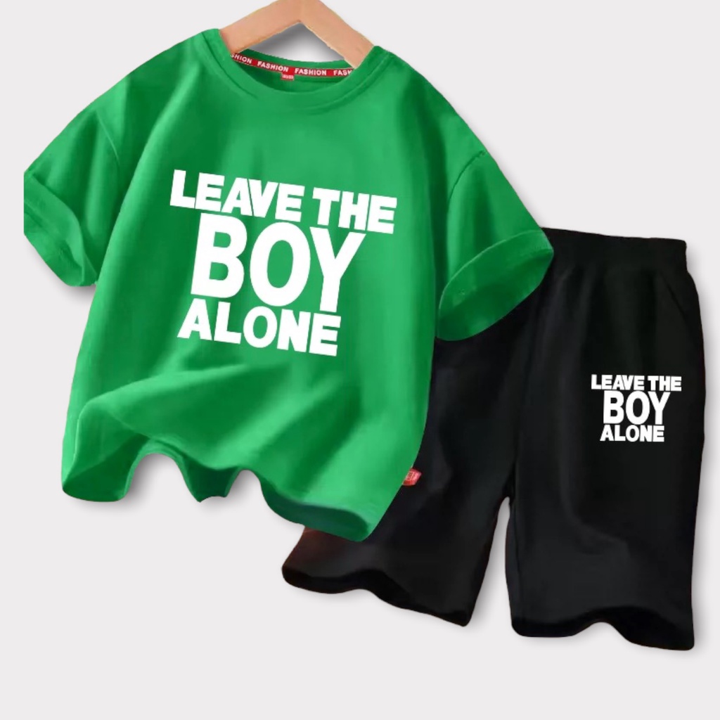 Bộ đồ bé trai Con Xinh cotton hình in chữ BOY ALONE, thời trang dành cho trẻ em từ 4 đến 10 tuổi