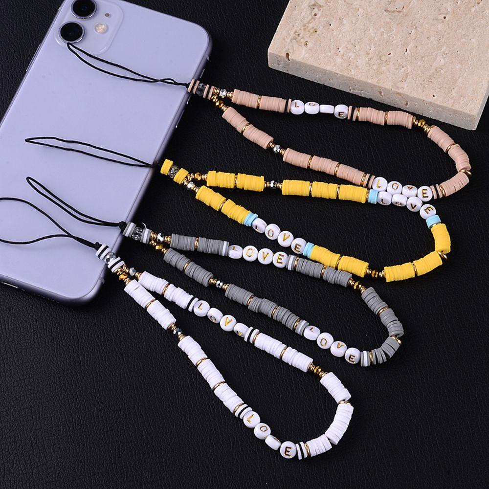 Glees Dây Đeo Điện Thoại Chuỗi Hạt Đất Sét In Chữ Love Xinh Xắn Thích Hợp Làm Quà Sinh Nhật Cho Nữ
