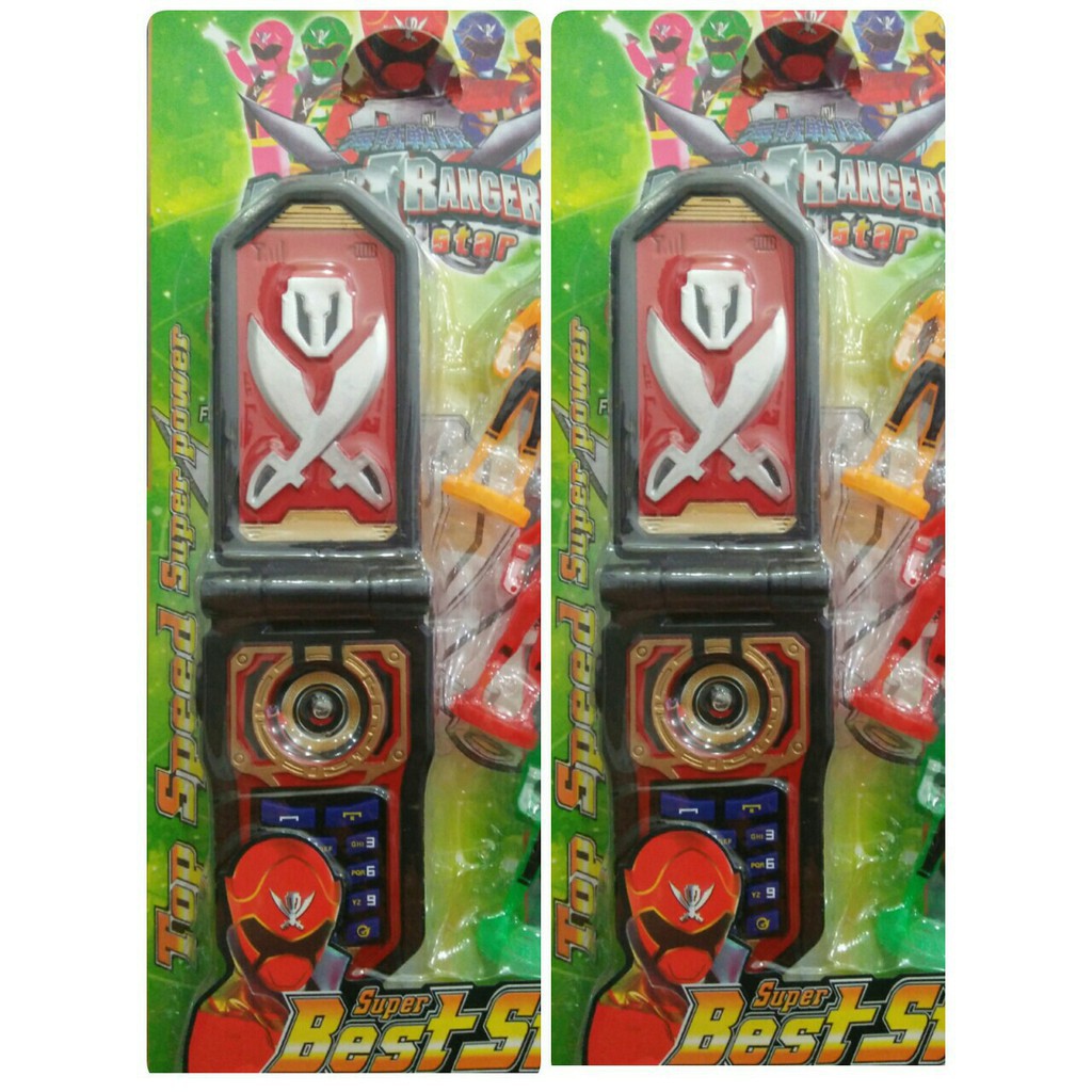 Đồ chơi điện thoại siêu nhân biến hình có đèn nhạc hình và siêu nhân (tặng kèm 2 cục pin )