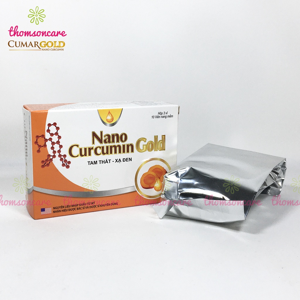 Nano Curcumin Gold - hỗ trợ ổn định dạ dày có thêm tam thất xạ đen và tinh chất nghệ Nano Hộp 30 viên