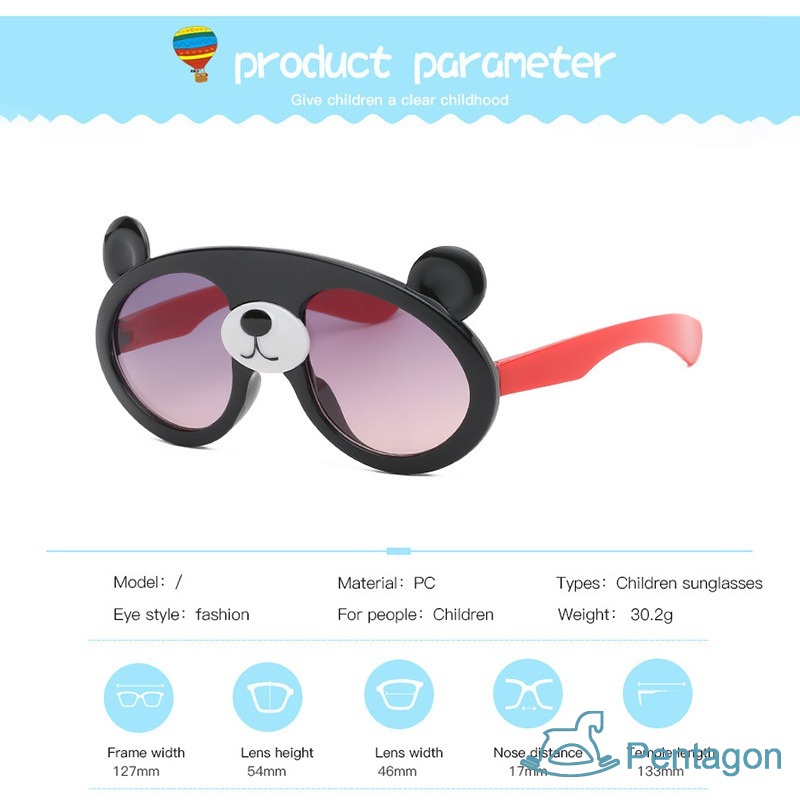 Kính Mát Gọng Tròn Chống Tia UV Thiết Kế Tai Gấu Xinh Xắn Dành Cho Bé