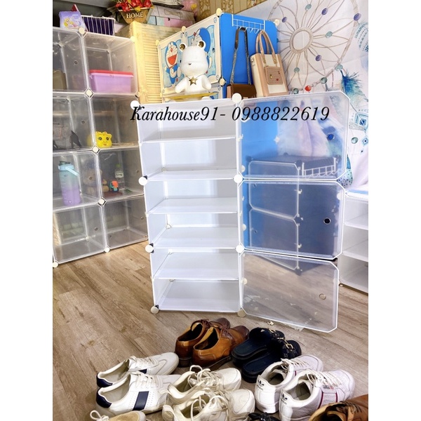 Tủ giày nhựa lắp ghép đa năng thông minh 3 tầng 6 ngăn