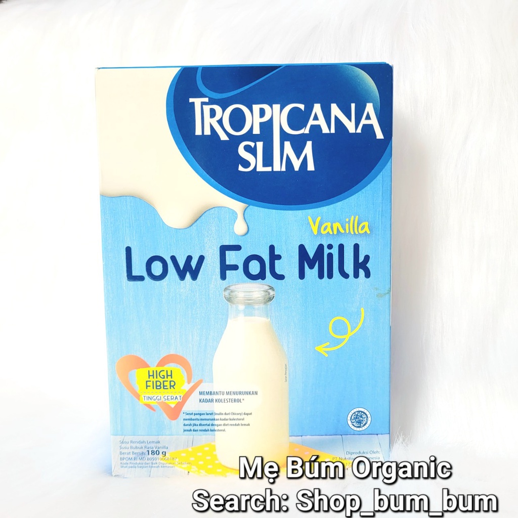 Sữa bột ăn kiêng không đường, ít béo Tropicana Slim - Hộp 180g - Chuyên dành cho người tiểu đường, ăn kiêng, giảm cân