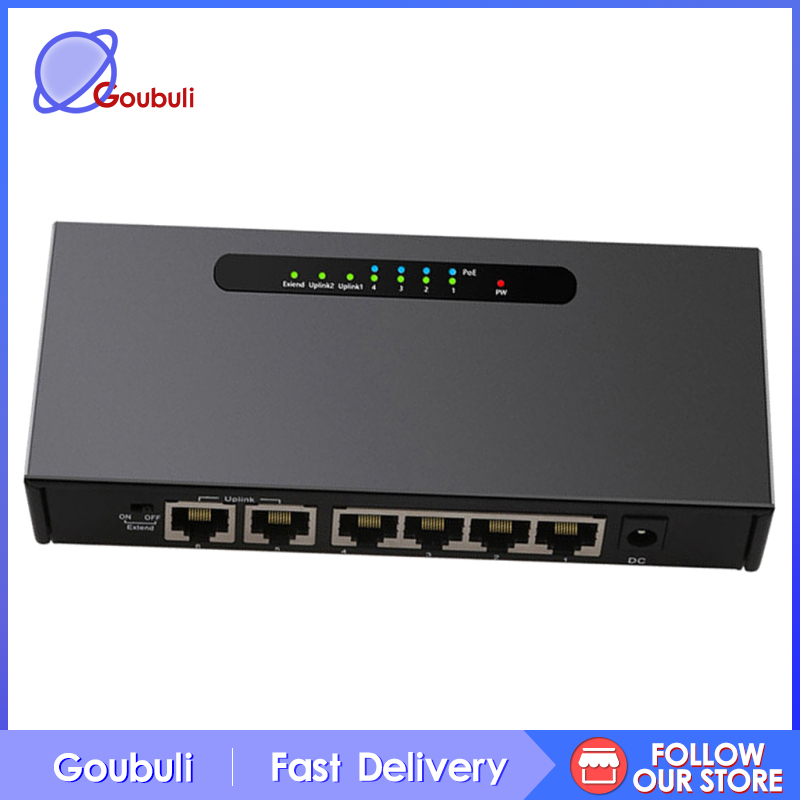 [Goubuli]6 Port Poe Gigabit Network Switch 10/100/1000Mpbs Lan 4 Port Poe Power Switch