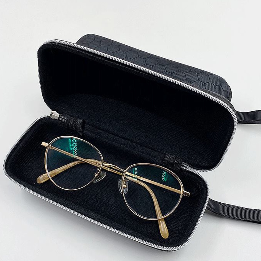 Hộp Đựng Mắt Kính Màu Đen Có Khóa Kéo Tiện Dụng