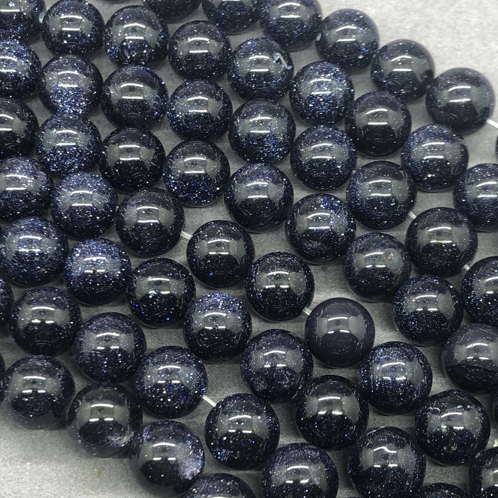 Chuỗi hạt cườm đá xanh lam hình tròn tự nhiên 4-12MM chuyên dụng làm trang sức DIY