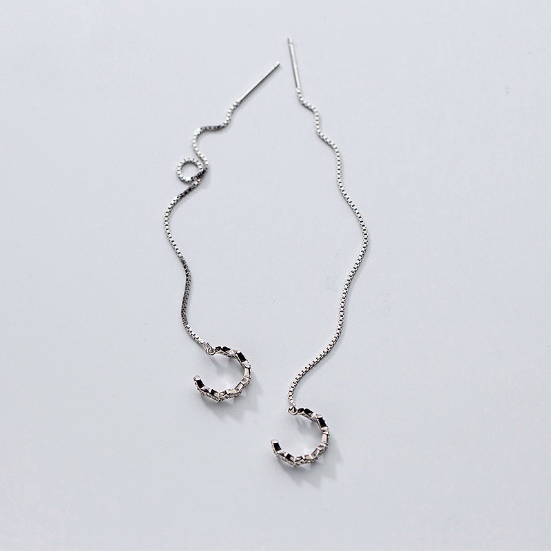 Bông tai bạc Tiệm bạc 21 Centimeters khuyên kẹp Zigzag đính đá