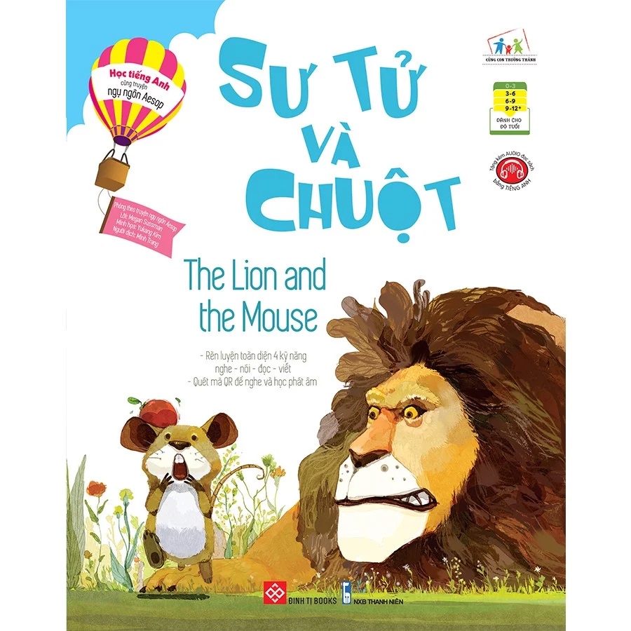 Sách - Cùng Con Trưởng Thành - Học tiếng Anh cùng truyện ngụ ngôn Aesop - Sư tử và Chuột - 8935212356855