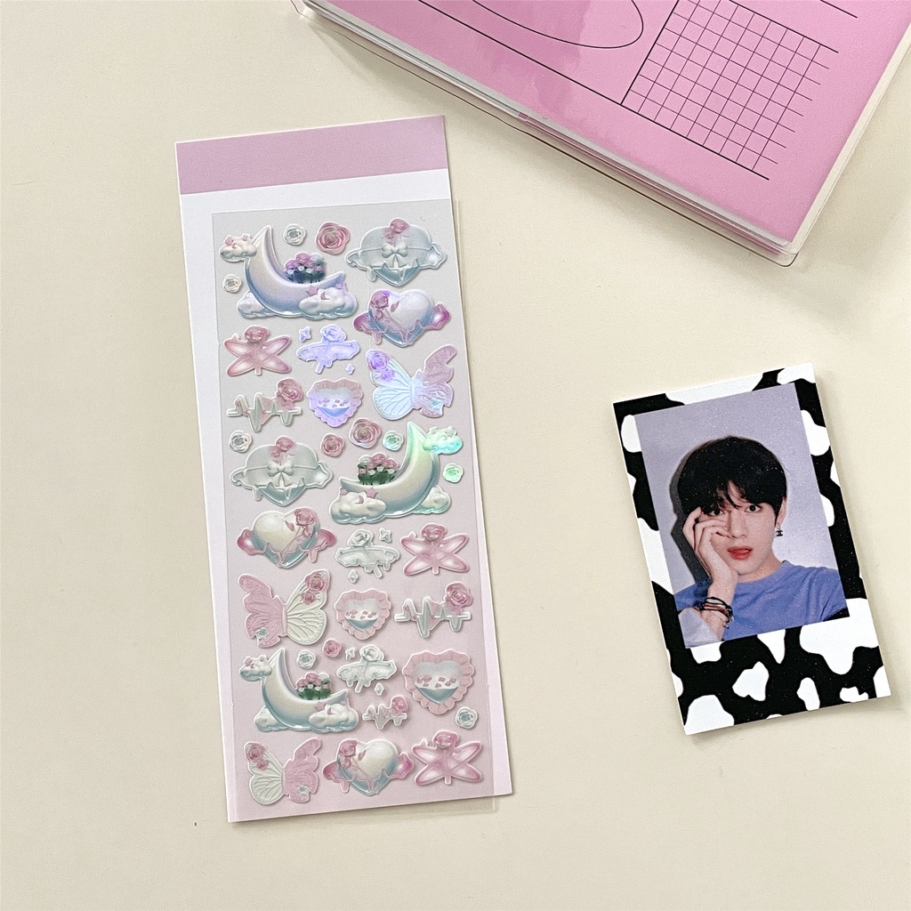 Thẻ Đánh Dấu Trang Trí Sổ Tay Hình Cây Kem Gấu 3D Màu Laser diy