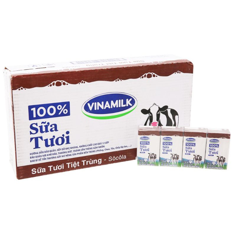 vỉ 4 hộp sữa tươi Vinamilk 110ml vị socola