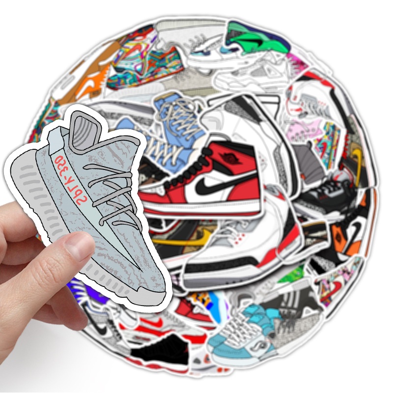 Combo 30 Sticker Chống Nước Decal Dán Điện Thoại Laptop Mũ Bảo Hiểm Vali Guitar Bình Nước Sổ Tay [GIÀY THỂ THAO]