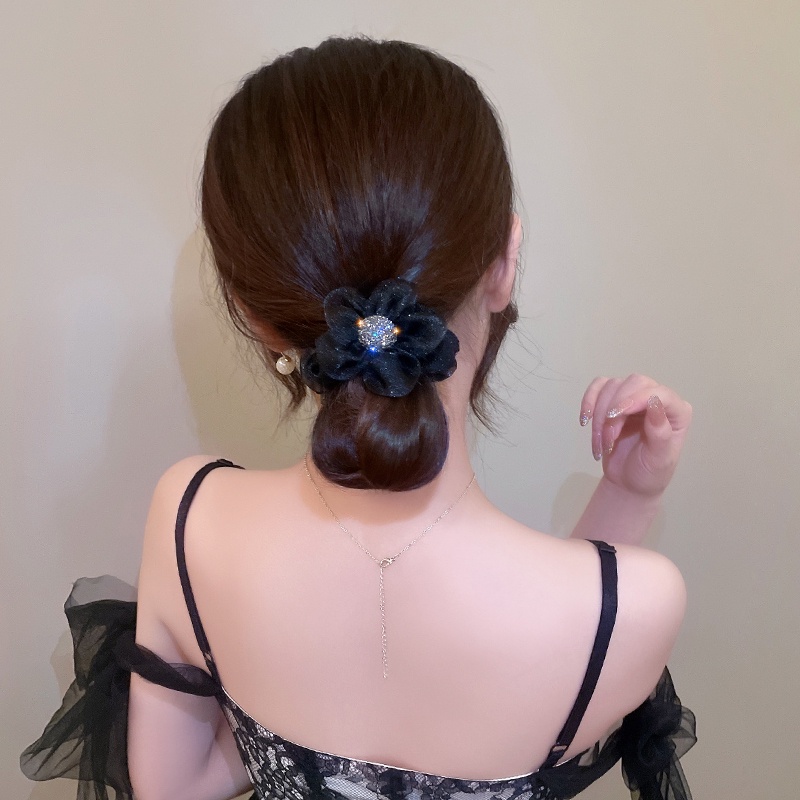 Dây Buộc Tóc Lưới Cao Su Bản Lớn Họa Tiết Hoa Sáng Bóng Sang Trọng Thời Trang Mùa Hè Cho Nữ