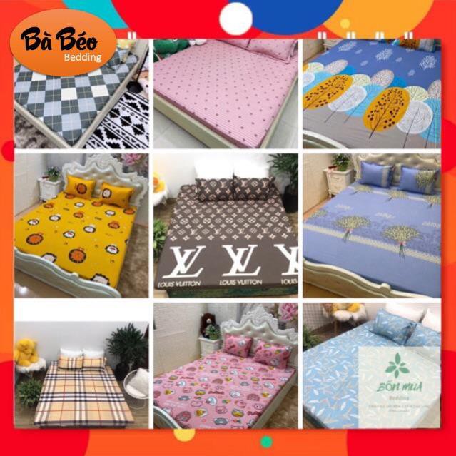 Bộ Ga Chun Kèm Vỏ Gối Cotton Poly kt m6x2m; m8x2m; 2mx2m2 (Ảnh thật, được chọn mẫu)