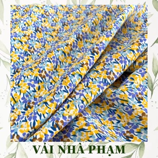 Vải lụa mango hoa nhí vàng - khổ vải 1.5m - vải nhà phạm