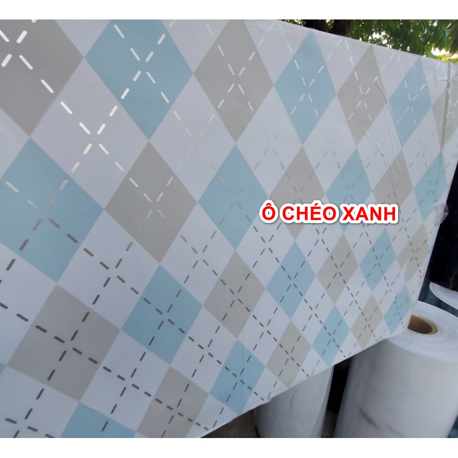 1 mét decal dán bếp tráng nhôm đường kẻ chéo khổ 60cm keo sẵn bóc dán