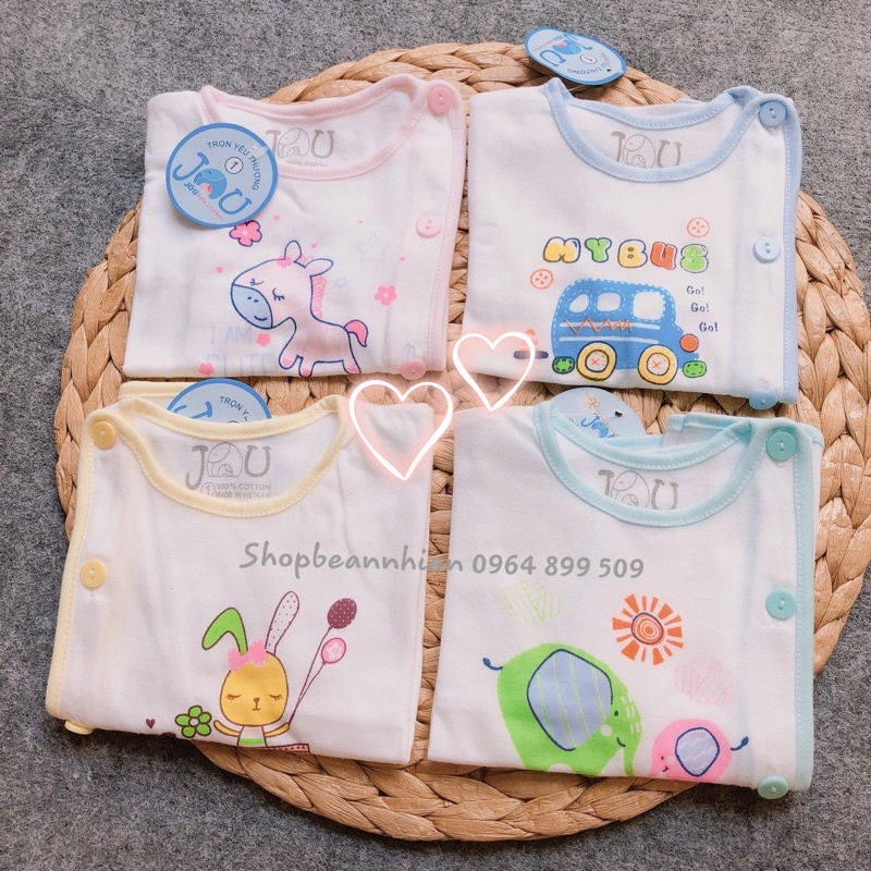 Hàng loại 1 (nhiều mẫu) Áo sơ sinh ngắn tay ,dài tay Cài Xéo Họa Tiết JOU, chất vải cotton 100% cao cấp mềm, mịn, thoáng