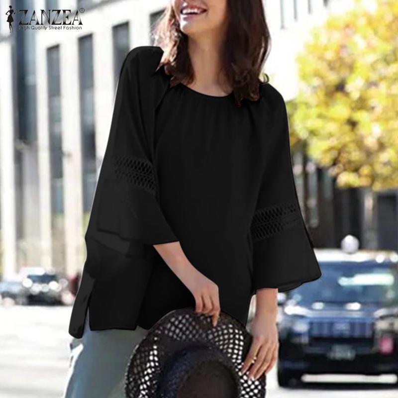 Zanzea Áo Nữ Cổ Tròn Tay 3 / 4 Phối Ren Thời Trang