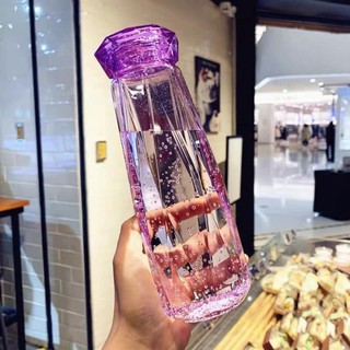 [RẺ VÔ ĐỊCH] Bình Đựng Nước Thủy Tinh Kiểu Dáng Kim Cương Nhiều Màu Xinh Xăn 350ml - Đồ dùng, dụng cụ nhà bếp
