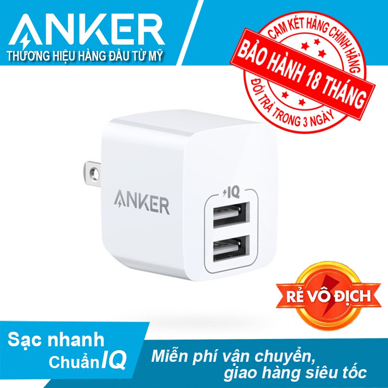 Adapter Sạc 2A Mini Anker A2620 Chính Hãng Bảo Hành 18 tháng FPT