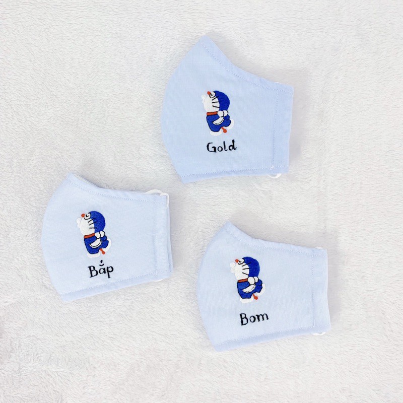 Khẩu trang thêu Doraemon - thêu tên riêng theo yêu cầu | BigBuy360 - bigbuy360.vn