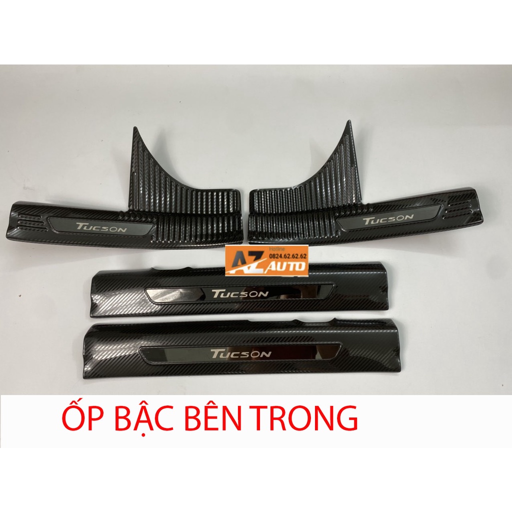 Ốp Bậc cửa, Nẹp bước chân CARBON xe Hyundai Tucson 2022-2023, Vân cacbon cao cấp