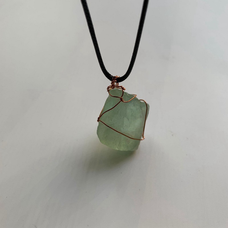 1 Vòng cổ Đá Fluorite Xanh Tự Nhiên Năng Lượng Chữa Bệnh Trang Trí Bất Đối Xứng