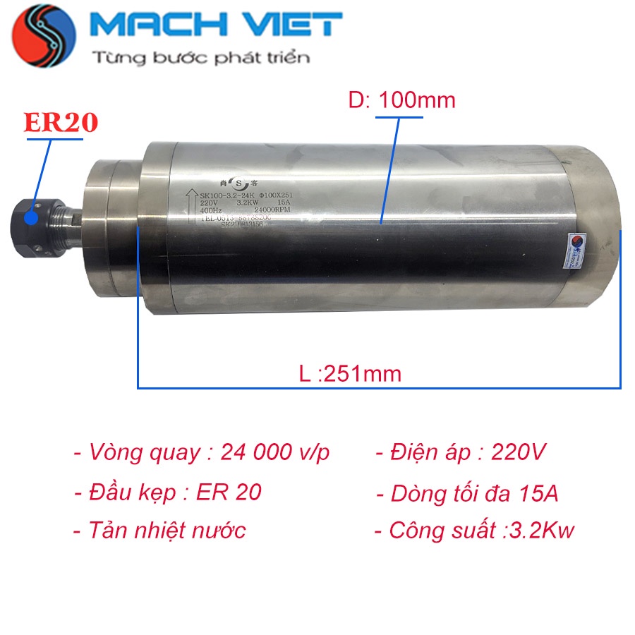 SPINDLE - CỦ ĐỤC CNC - CỦ ĐỤC VI TÍNH SK 3.2KW ER20